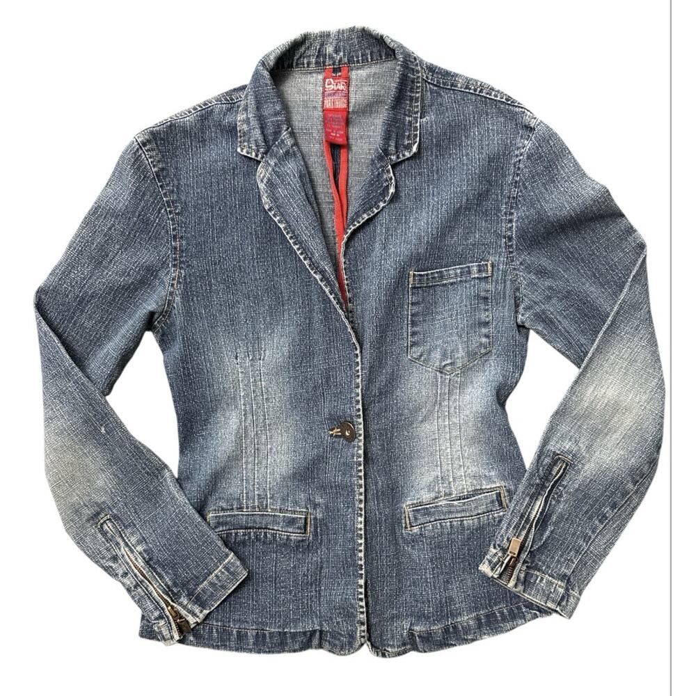 Y2K STAR BLUE JEANS PURE INDIGO Denim‑Look Blazer —‎ Tagged Medium (Runs Small)